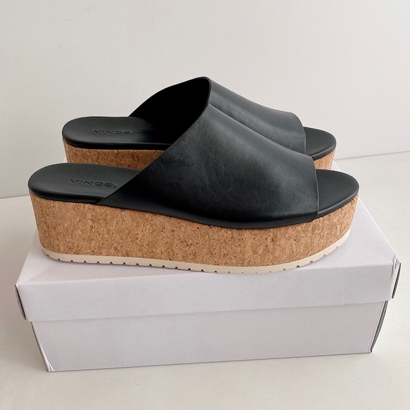 ✨New VINCE James B Leather Platform Slide Sandals 9M - Picture 4 of 10